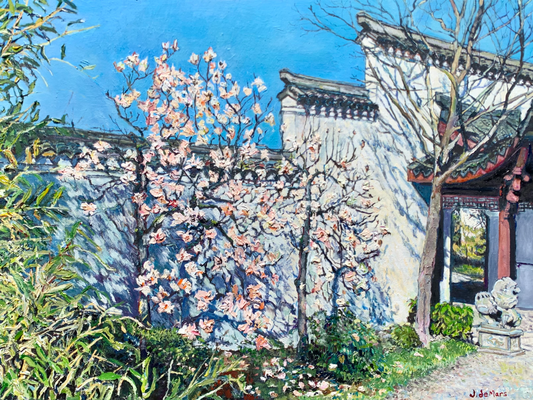 Chinese Garden, Seattle - Original Oil Painting by John de Mars