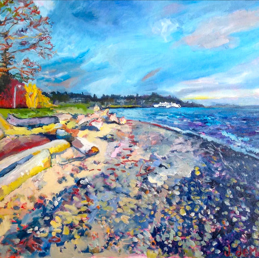 Lincoln Park Beach, 2016 - Original oil painting by John de Mars