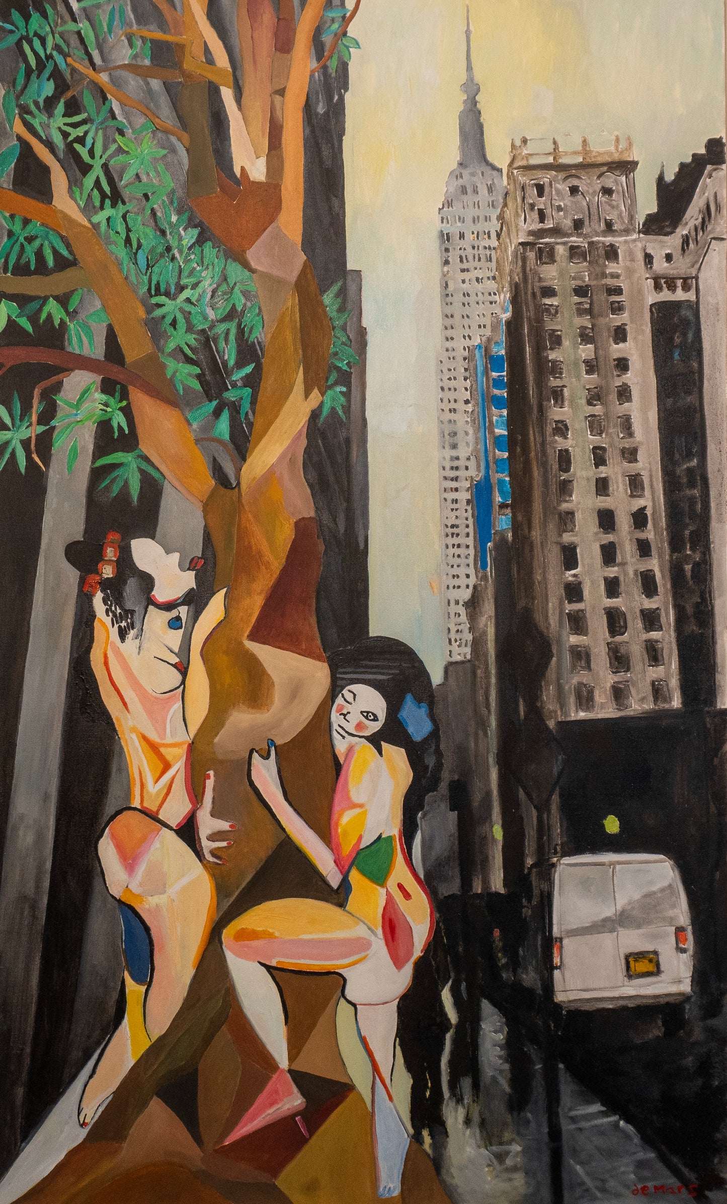 Manhattan Tree Huggers, 2018 - Original oil painting by John de Mars